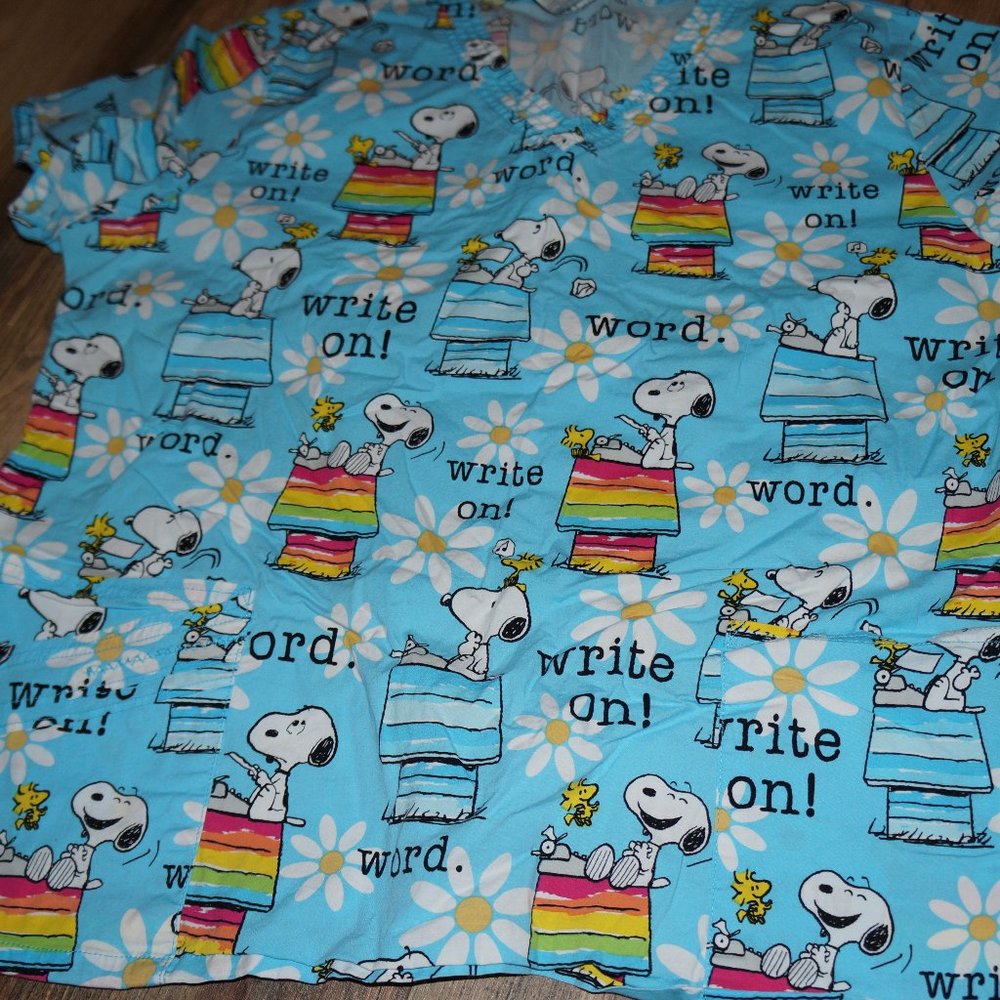 Tooniforms "Snoopy Write On" Women's Scrub Top